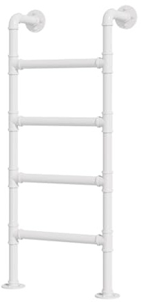 Escalera de acero resistente para litera de ático, escalera de pared para altillo de interior y exterior, escalada, sótano, escalera de salida con escaleras de metal resistentes, color blanco (58