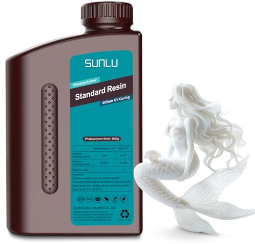 SUNLU Standardharz für 3D-Drucker, Schnellhärtendes Photopolymerharz für LCD/DLP/SLA-Drucker,3D-Druckerharz 395-405nm UV, geringe Schrumpfung und hohe Präzision, Weiß 1000G