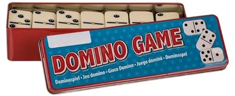 BLUECHOLON Dominó de 28 Piezas en Caja de Lata, Juego de Mesa Clásico