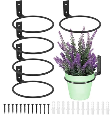 BSTMOME Lot de 6 supports muraux robustes pour pot de fleurs, crochets en métal pour extérieur, intérieur, jardin, décoration d'intérieur (15,2 cm)