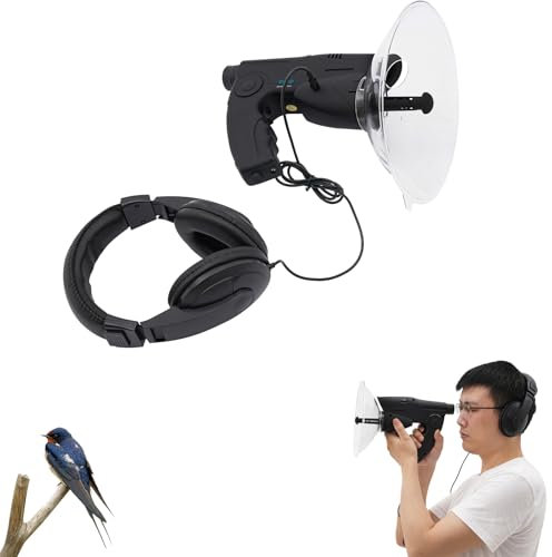 Microphone directionnel, microphone parabolique, appareil d'écoute pour oiseaux avec télescope de mise au point 8X 21, microphone directionnel, fonction d'enregistrement, pour oiseaux, animaux