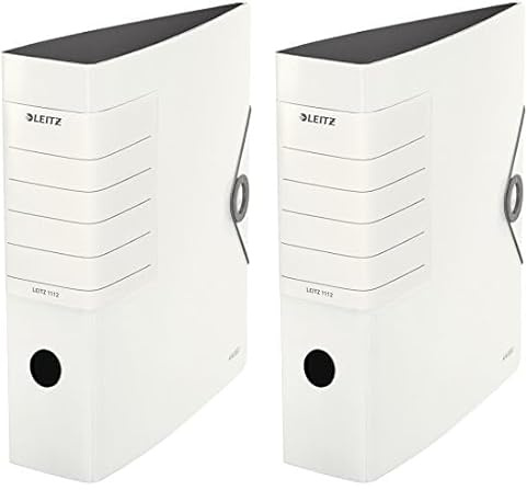 Leitz Qualitäts-Ordner 180° Solid, A4, Weiß, 8,2 cm Rückenbreite, Gummibandverschluss, Robustes Polyfoam, extra breites, austauschbares Rückenschild, 11120001 (Packung mit 2)