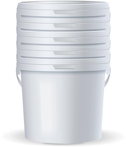 Posh Seau Alimentaire avec Couvercle 5 L - Blanc - Lot de 5 | fermeture hermétique, anse solide, empilable, sans odeur, aspect propre et classique, pour les provisions de la maison