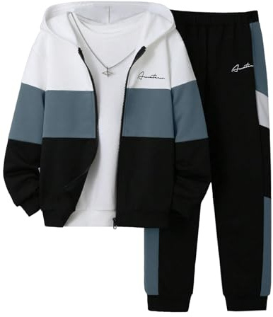 Ltvoo 2 Pcs Boys Tracksuit Zip Up Pullover Athletic Hoodie Windbreaker Jacket and Jogger Pants Sportswear Set for 7-14Y (7-8 Years)