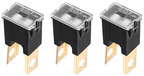 sourcing map 3pcs Cartridge Fuse, 32VDC 80A Male Terminal Automotive Assortment J Case Fuse for Car, Truck, RV, Boats, Black