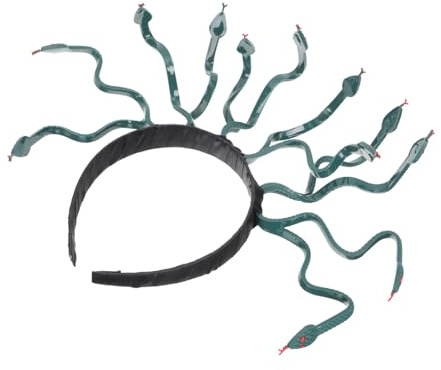 LOLIPPYY Halloween Schlangen Kopfschmuck Medusa Stil Grüner Langlebiges Kostümzubehör für Damen und Mädchen Wiederverwendbar für Karneval Halloween Party und Cosplay