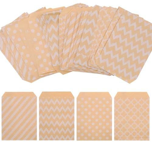 Fahibin 100Pcs Small Paper Party Cookie Bags, Brown Paper candy Bags, Small Gift Bag Cookie Bag for Sweets Treat 13x18cm