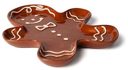 Excelsa Wonderful Ginger Plato Navideño para Servir de Cerámica, Forma de Hombre de Jengibre, Decorado a Mano
