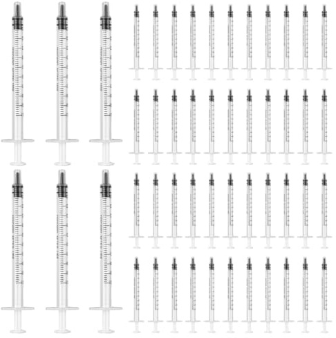Seringues jetables 1 ml (50 pièces) | Seringue sans aiguille, seringues à insuline | Non toxique | Latex-free | Stériles pour aliments, animaux, laboratoires, insuline