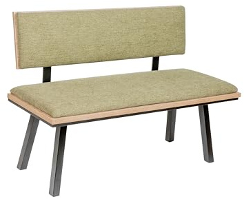 kundler home Sitzbank, Eckbank oder Küchenbank mit Lehne 125x89x48 cm, mit Polsterung für hohen Sitzkomfort, ideal als Bank im Esszimmer, einfacher Aufbau, Die Elegante, Eiche Premiumdekor (Grün)