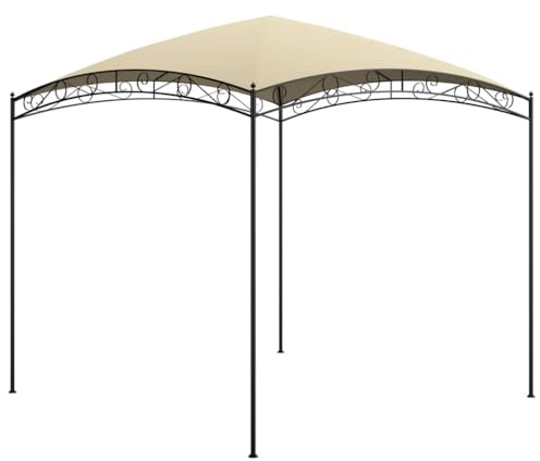 HETFTJN Gartenpavillon 3x3 m Creme 180 g/m² robuster Grillpavillon aus Stahl mit Stoffdach Sonnenschutz wetterresistent für Garten Terrasse und Outdoor-Events