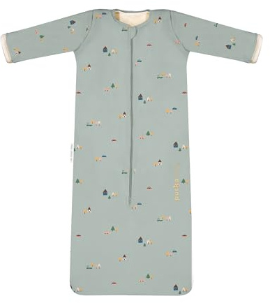 PUCKABABY - Baby/Kinderschlafsack 6 Monate-2,5 Jahre - Bag 4 Seasons - Ganzes Jahr - 0.25-2.5 TOG - Baumwolle und Teddy Stoff - Tiny Village