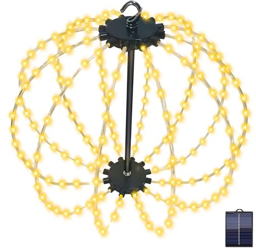 Vartegas Weihnachtsbeleuchtung Außen Batterie Hängende LED Kugel Lichter Timer 8 Modi Wasserdichte Leuchtkugel Weihnachtsdeko Outdoor Innen für Garten Balkon (2 Stück, Warmweiß) (C)