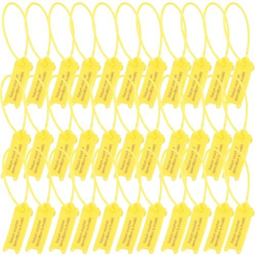 jojofuny 100 piezas Bridas de Cierre Seguro con Etiqueta Amarilla Resistentes Flexibles Impermeables para Uso Interior y Exterior para Marcado y Organización de Cables