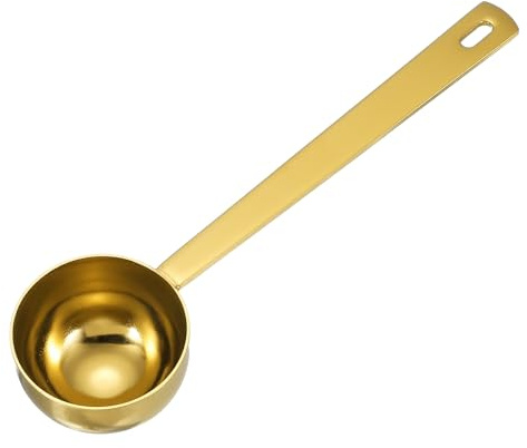 sourcing map Measuring Spoon, 30ml Long Handle Table Scoop Gold | Teaspoon,Coffee Scoop,Spoon for Ground Coffee Tea Sugar Cooking Baking,