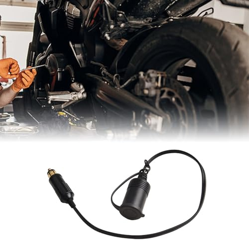 FUANA Cavo adattatore di prolunga per presa di ricarica moto, 45 cm, 12-24 V, 1-10 A, ABS, nero, per connettore di accensione Hella maschio a femmina