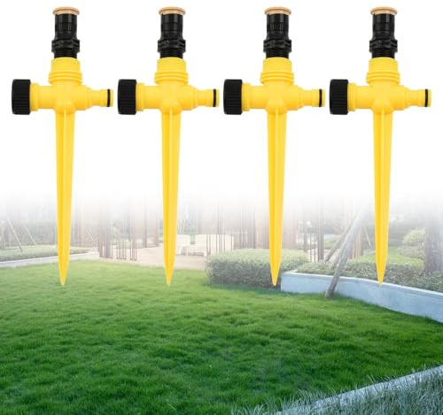 MoSundi Arroseur de pelouse rotatif à 360° pour l'irrigation de jardin, pulvérisateur automatique en plastique ABS économiseur d'eau avec angle réglable de 90°/180°/360°, jaune 4pcs