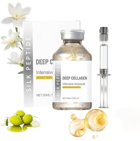 Silk Peptide Deep Collagen Hydrating Ampoule Serum, Anti-Wrinkle Amp/oule Serum, Deep Collagen Silk Peptide Intensive Lifting Ampoule Serums for Face, Anti-Aging Face Serums for Women (1PCS)