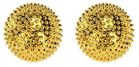 CHI-ENTERPRISE – två magnetiska massagebollar – små | fasciabollar för självterapeutisk akupressurbehandling | innehåll: 2 igelkottar i guld, 32 mm diameter och 228 akupressurbarr