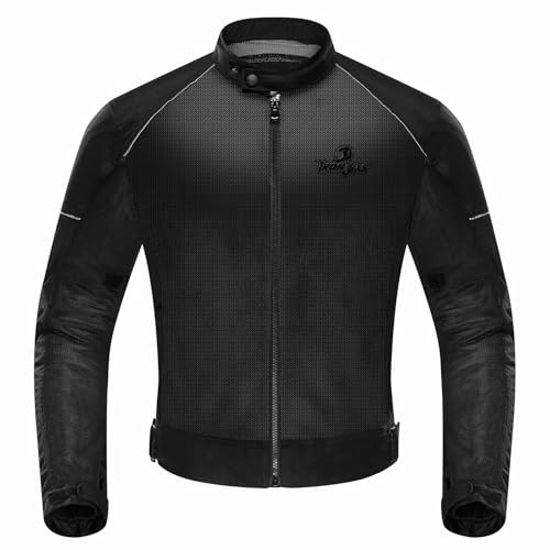 IRON JIA’S Chaqueta Moto Hombres Verano Chaqueta Moto Transpirable Cómoda Chaqueta Protectora Motocicleta Viaje Todo Tiempo Negro XXXL