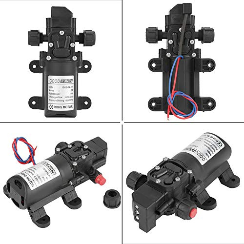 TOPINCN High Pressure Diaphragm Self Priming Water Pump 70W DC 12V Black Boost Pump 6L/min 0.9MPA for Cleaning Spraying