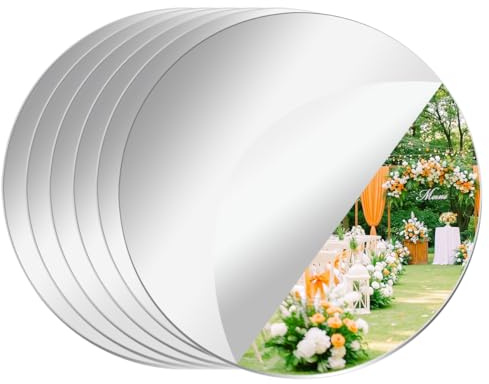 PopularLdo 6 piastrelle rotonde a specchio per decorazioni da tavolo, vassoi a specchio, piatti rotondi per decorazioni da tavolo, centri per decorazioni da tavolo per matrimoni e celebrazioni (30 cm)