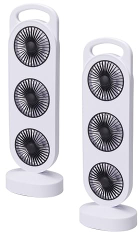 Well Home Ventilador USB, 3W, 3 velocidades, batería 1200mAh, blanco, set de 2