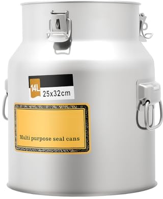 Jarra de leche de acero inoxidable hermética, recipiente de aceite de cocina, gran capacidad 14 litros, conservación de alimentos, restaurante hotel, vino aceite líquido, tapa silicona, asas soldadas