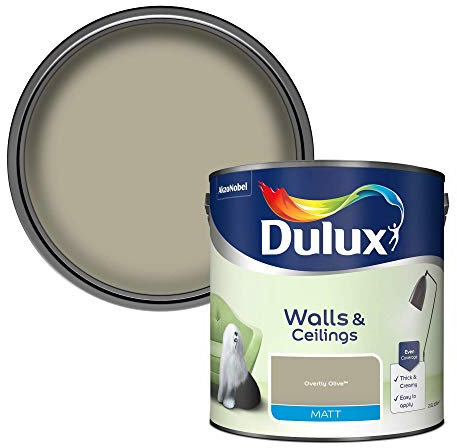 Dulux Walls & Ceilings Matt Emulsion Paint, Overtly Olive, 2.5 Litres
