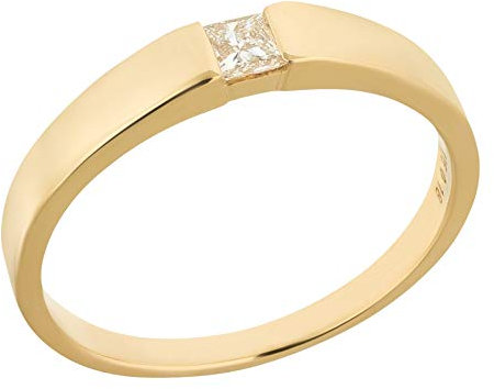 Ardeo Aurum Damenring aus 375 Gold Gelbgold mit 0,18 ct Diamant Princess-Schliff Spannfassung Solitär Verlobungsring