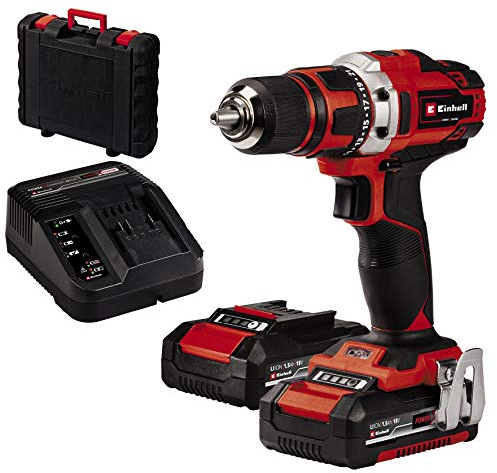 Einhell Akku-Bohrschrauber TE-CD 18/40 Li (2x1,5 Ah) Power X-Change (Lithium-Ionen, 40 Nm, 2-Gang-Getriebe, Drehzahl-Elektronik, LED, inkl. 2x 1,5 Ah PXC-Akkus und Ladegerät)