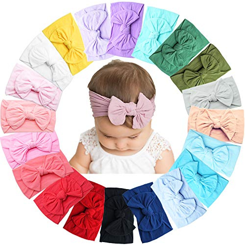 BBGifts 20PCS Baby Girls Headbands Soft Nylon Newborns Headbands 4.5inch Hair Bows Elastic Hairbands Hair Accessories for Newborns Infants Toddlers Girls Kids