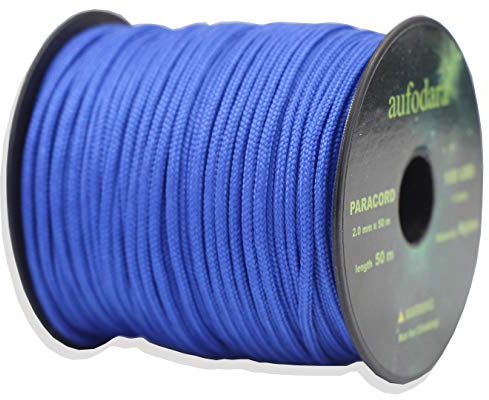 aufodara 50 Meters Paracord Schnüre 2mm Nylon Seil 1 Kern-Strängen (blau, 50)