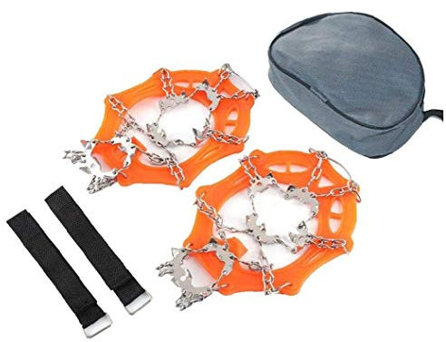 Ice Snow Grips, 19 Teeth Walk Traction Ice Cleat Spikes Edelstahlspikes und strapazierfähiges Silikon für Stiefel und Schuhe Skifahren im Freien Wandern Klettern Gehen Joggen