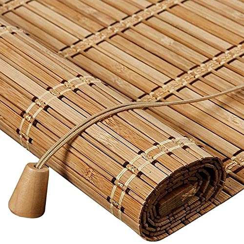 Bambus Rollo Retro Jalousine Bambusrollo Seitenzugrollo Bambus Raffrollo Natur Holzrollos Lichtfilter Sonnenschutz und Sichtschutz Rollo Sichtschutz vorhänge,Maßanfertigung,Mit Haken (105 x 120 cm)