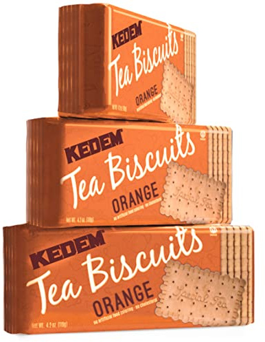 Kedem Orange Tea Biscuits 120g Bag (Pack of 3) | Thin & Crisp Tea Biscuits, Great Dunking Cookie