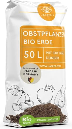 Bio Erde für Obstpflanzen 50 L - Universalerde mit 30% weniger Torf - Für Apfelbaum, Kirschen und andere Obstbäume