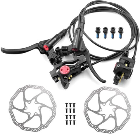 MirOdo Fahrrad-Hydraulik-Scheibenbremsen-Set Alu-Bremssattel Und 3-Finger-Bremshebel Links Vorne 800mm/Rechts Hinten 1400mm Hydraulische Scheibenbremse Mit 160mm Rotoren Für MTB-Rennräder