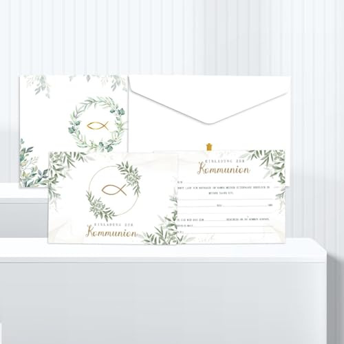 Nytlivet Lot de 12 cartes d'invitation pour communion, avec 12 enveloppes, cartes d'invitation pour confirmation, première communion, baptême, invitations pour garçons et filles