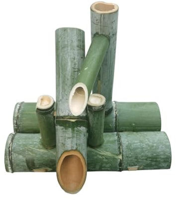 HJDSUDU Fontana in bambù con Pompa, Kit Fontana Zen laghetto in bambù e Fontana da Giardino, Fontana Feng Shui in bambù Giapponese Fai-da-Te Fatta a Mano,35cm