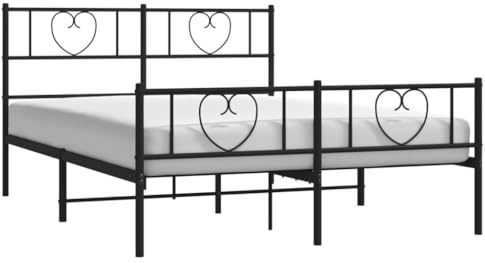 vidaXL Sängram med huvudgavel och fotgavel svart metall 140x190 cm, säng, metallsäng, metall sängram, sängar, metallsängar, metall sängramar, gästsäng