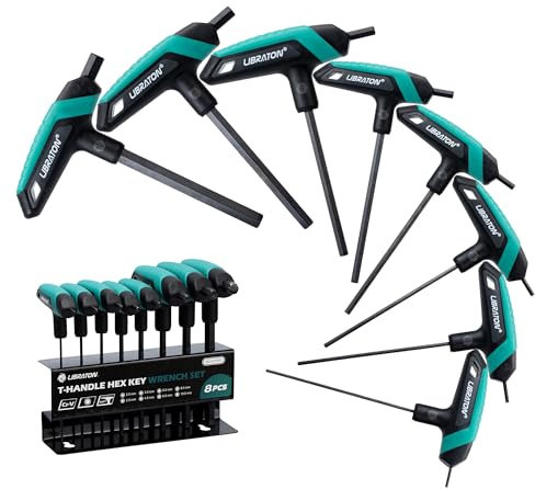 LIBRATON T-Griff Schlüssel-Satz, Metrisch T Griff Schraubendreher Set, 2,0 mm-10 mm T-GrifInnensechskant Stiftschlüssel mit Quergriffen, Auto-Fahrrad-Reparaturwerkzeug, 8tlg mit Aufbewahrungsregal