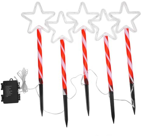ORFOFE Led Weihnachts Außenbeleuchtung Wasserdichte Garten-rasenstecker Mit Roten Und Weißen Stern-leds Wetterfeste Weihnachtsdeko Für Terrasse Weg Und Rasen Batteriebetriebene Stake Ligh