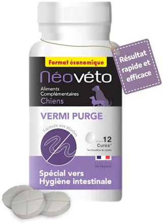 Néovéto DESPARASITANTE Antiparasitario Interno en Comprimidos Naturales para Perros, Ingredientes Activos autorizados por los Servicios Veterinarios Franceses (30 comprimados)