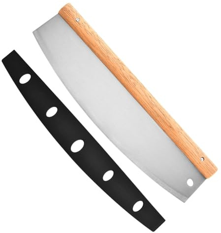 Cortapizzas Profesional de 35 cm, Cuchillo de Acero Inoxidable para Pizza, Cortador de Pizza con Mango de Madera