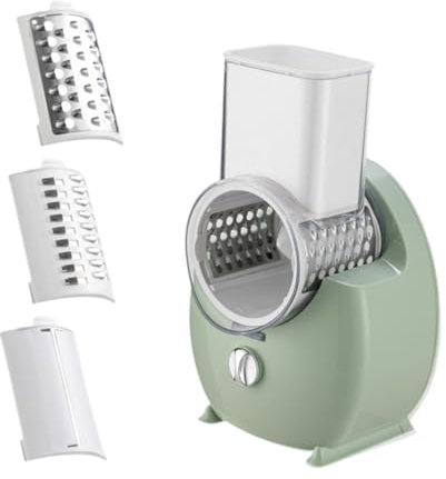 YWJLQH Grattugie elettriche per Formaggio, taglierina per Verdure, grattugia per Insalata, 3 in 1, Verde