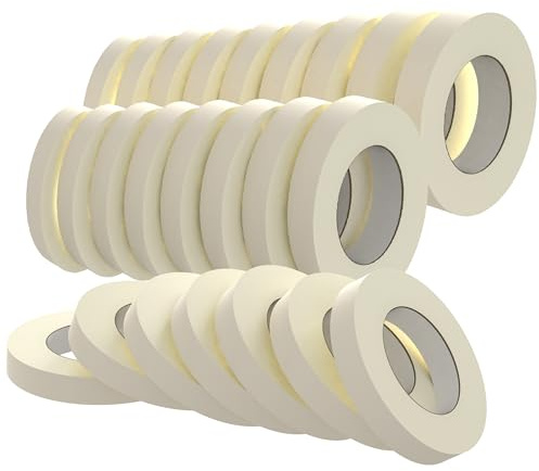 SWRT Masking Tape 1 inch x 55 Yards x 24 Rolls (1320 Total Yards), Masking Tape Bulk for General Purpose, Beige White Tape for Painting, Labeling, Packaging, Crafting & DIY Projects