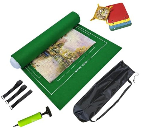 3000 Teile Puzzle-Rollmatte, Puzzle-Aufbewahrung, Puzzle-Sparer, Puzzle-Matte Aufrollbar (Green)