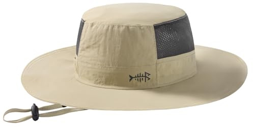 Bassdash UPF 50 fiske solhatt män vattentät unisex brett brätte hink boonie hatt utomhus fiskarhatt för vandring camping safari klassisk buskhatt FH15, kaki, L