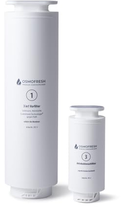 OsmoFresh Filterset Flow800 – Ersatzfilter Nr. 1 & 3 | Aktivkohle-Nachfilter | Membranschutz | ScaleShield | Mineralisierung für besseren Geschmack | Frisches Osmosewasser jederzeit genießen!